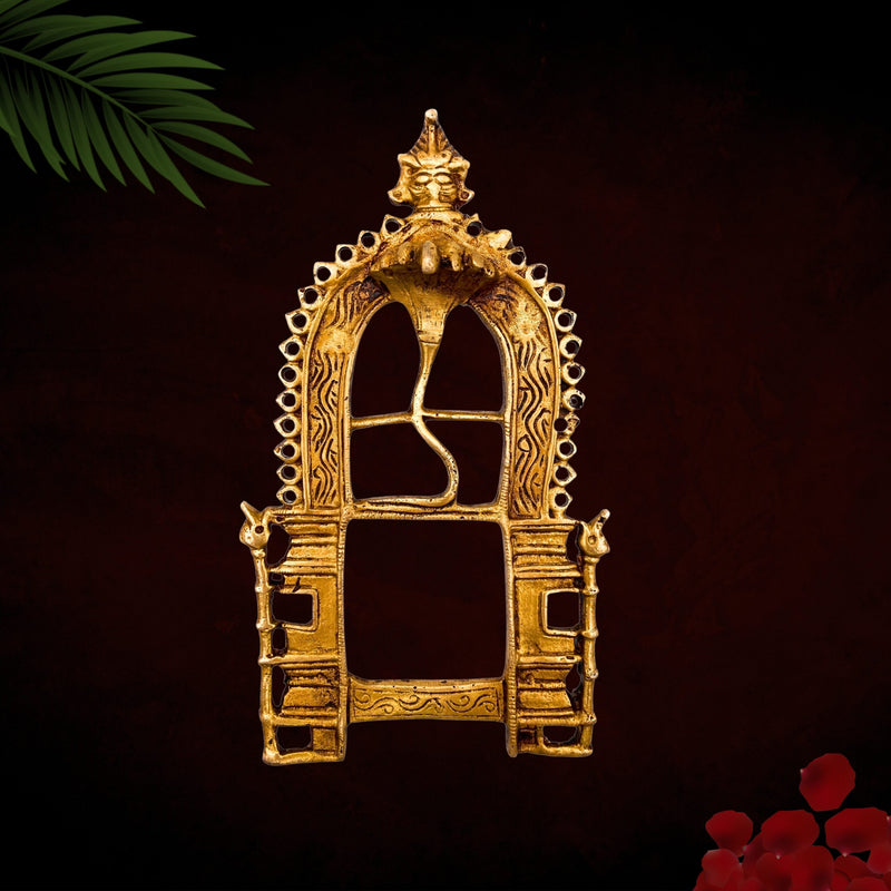Bhunes Handcrafted Brass Prabhavali Arch Frame – Wall Hanging Prabhawali for Temple, Home Decor, Small Deities, Prabhaval Backdrop, Gold, 7.5 Inch, 1 Piece