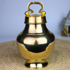 Hand Carved Brass Kamandal, Ganga Jali, Gangajali, Water Loota, Kamandal, Brass Stoup, Water Container, Lotiya for Puja and Decor, 1 Litre
