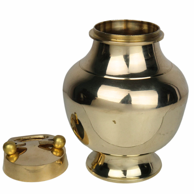 Hand Carved Brass Kamandal, Ganga Jali, Gangajali, Water Loota, Kamandal, Brass Stoup, Water Container, Lotiya for Puja and Decor, 1 Litre