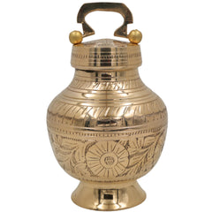 Brass Kamandalu Idol, Pooja Kamandal for Ganga Jal, Sacred Monk Pot, Ritual & Temple Brass Water Vessel, Hindu Ritual Kalash, Ashtadhatu Holy Vessel,Gold, 9 Inch, 1 Piece