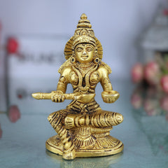 Brass Annapurna Devi Idol, Annapoorna Mata Murti, Annada Parvati Sculpture for Pooja, Kitchen, Temple & Gifts, Gold, 5 Inch, 1 Piece