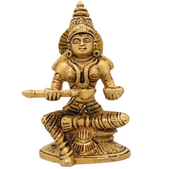 Brass Annapurna Devi Idol, Annapoorna Mata Murti, Annada Parvati Sculpture for Pooja, Kitchen, Temple & Gifts, Gold, 5 Inch, 1 Piece