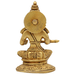 Brass Annapurna Devi Idol, Annapoorna Mata Murti, Annada Parvati Sculpture for Pooja, Kitchen, Temple & Gifts, Gold, 5 Inch, 1 Piece