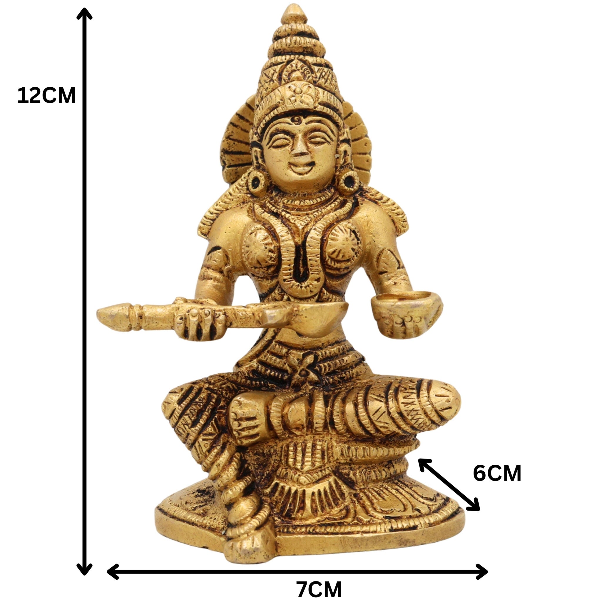 Brass Annapurna Devi Idol, Annapoorna Mata Murti, Annada Parvati Sculpture for Pooja, Kitchen, Temple & Gifts, Gold, 5 Inch, 1 Piece