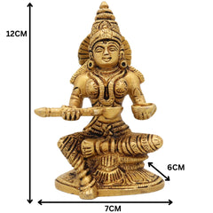 Brass Annapurna Devi Idol, Annapoorna Mata Murti, Annada Parvati Sculpture for Pooja, Kitchen, Temple & Gifts, Gold, 5 Inch, 1 Piece