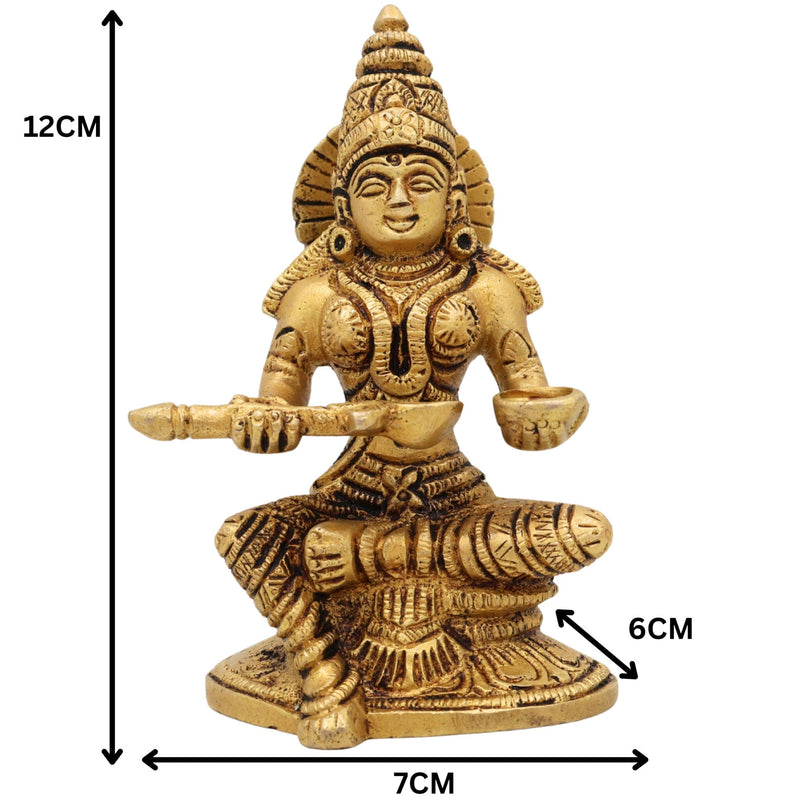Brass Annapurna Devi Idol, Annapoorna Mata Murti, Annada Parvati Sculpture for Pooja, Kitchen, Temple & Gifts, Gold, 5 Inch, 1 Piece