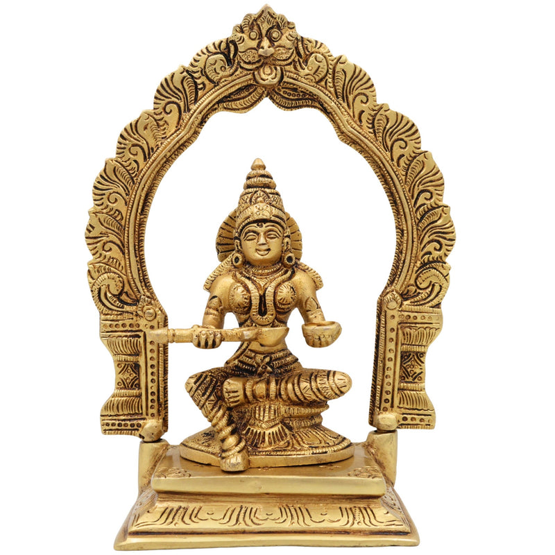 Brass Annapurna Devi Idol for Pooja Room | Annapoorna Mata Murti | Annada Annapurneshwari Parvati Sculpture for Home Temple Decor,Gold, 8 Inch, 1 Piece