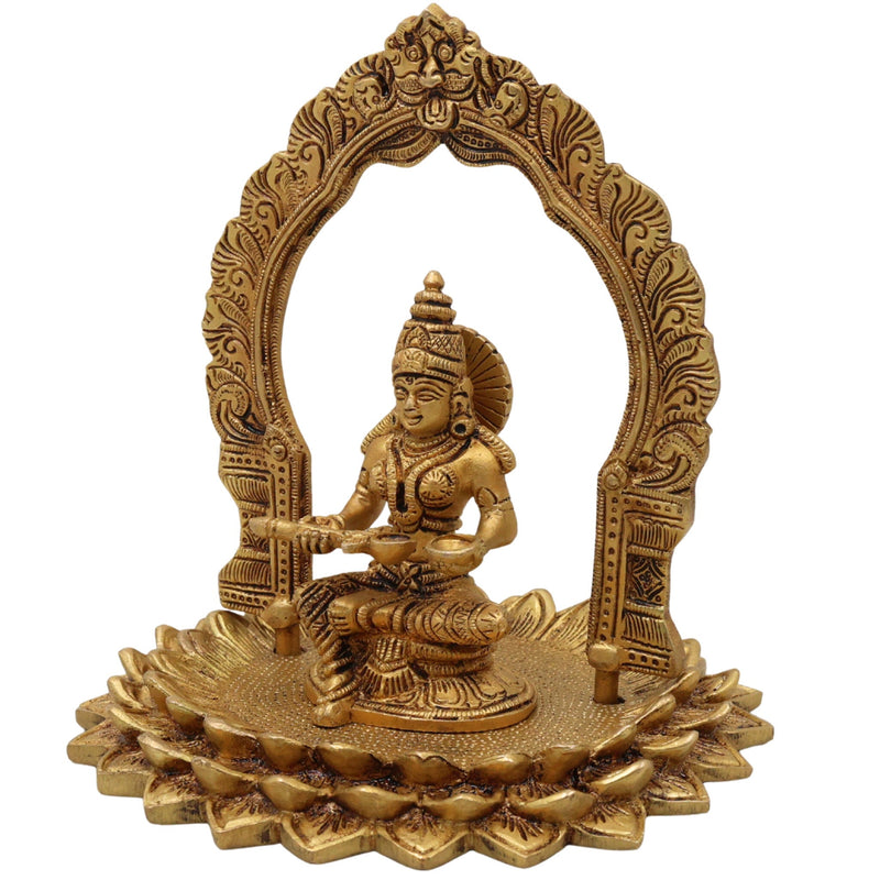 Brass Annapurna Devi Idol | Annapoorna Mata Annapurneshwari Annalakshmi Murti | Peetal Goddess of Food & Prosperity for Pooja Room, Temple & Home Decor,Gold, 8 Inch, 1 Piece