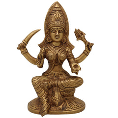 Brass Mariamman Idol, Mariyamma Devi Statue, Muthu Mariamman Vigraham for Pooja & Home Decor, Gold, 7 Inch, 1 Piece