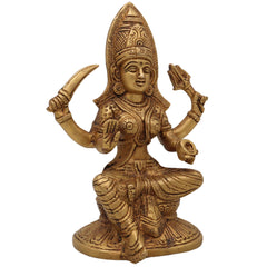 Brass Mariamman Idol, Mariyamma Devi Statue, Muthu Mariamman Vigraham for Pooja & Home Decor, Gold, 7 Inch, 1 Piece