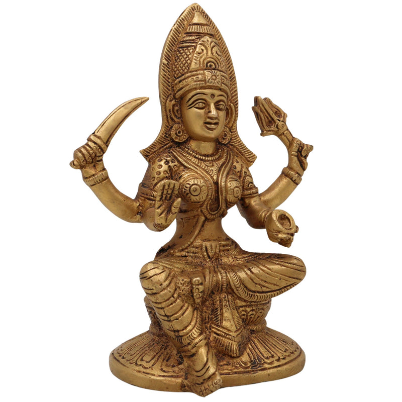 Brass Mariamman Idol, Mariyamma Devi Statue, Muthu Mariamman Vigraham for Pooja & Home Decor, Gold, 7 Inch, 1 Piece