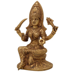 Brass Mariamman Idol, Mariyamma Devi Statue, Muthu Mariamman Vigraham for Pooja & Home Decor, Gold, 7 Inch, 1 Piece