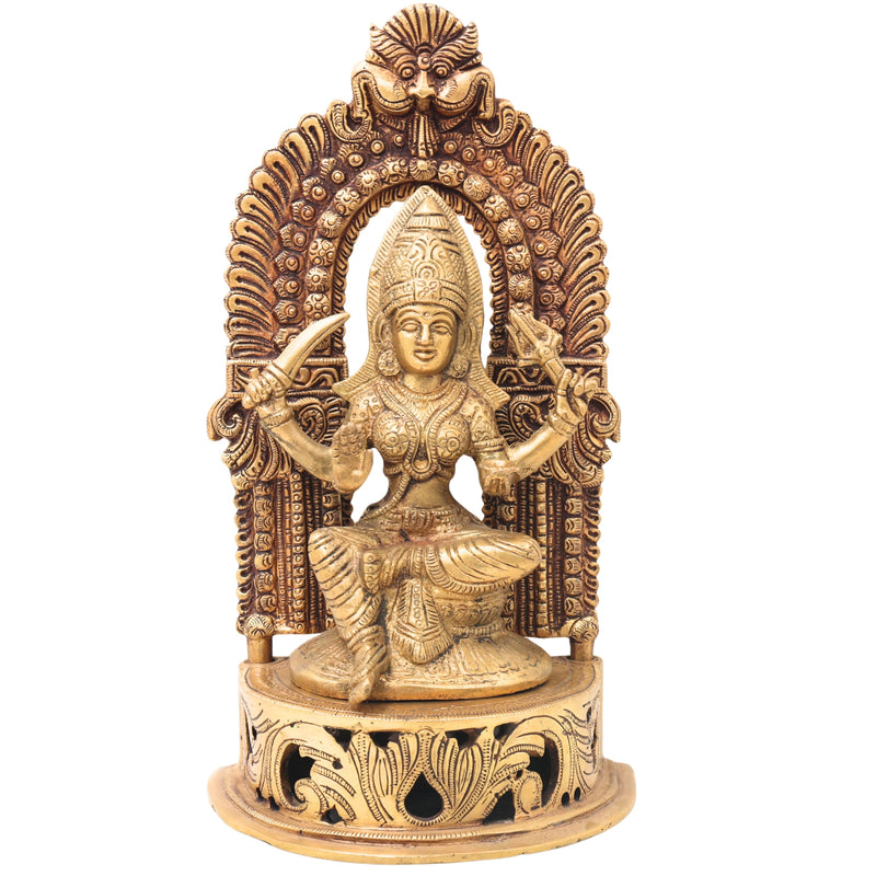 Brass Mariamman Idol, Goddess Mariamma Murti for Pooja, Home Decor & Temple, Gold, 11 Inch, 1 Piece