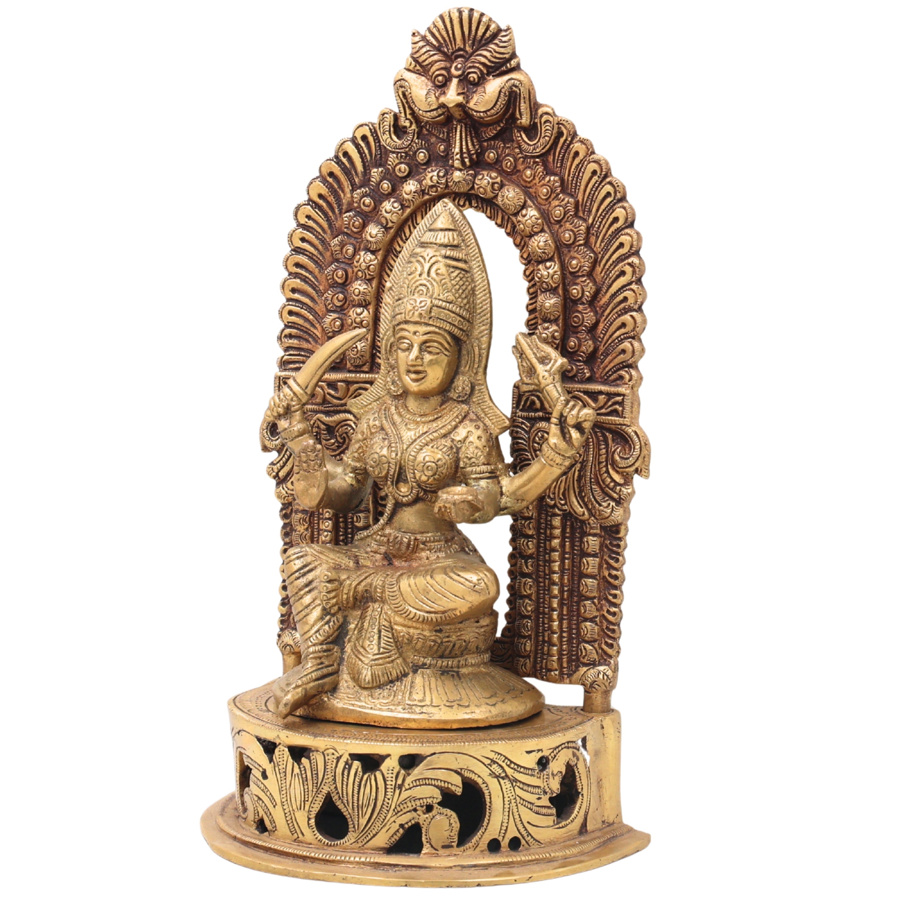 Brass Mariamman Idol, Goddess Mariamma Murti for Pooja, Home Decor & Temple, Gold, 11 Inch, 1 Piece