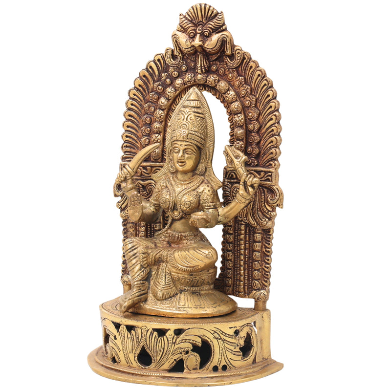 Brass Mariamman Idol, Goddess Mariamma Murti for Pooja, Home Decor & Temple, Gold, 11 Inch, 1 Piece