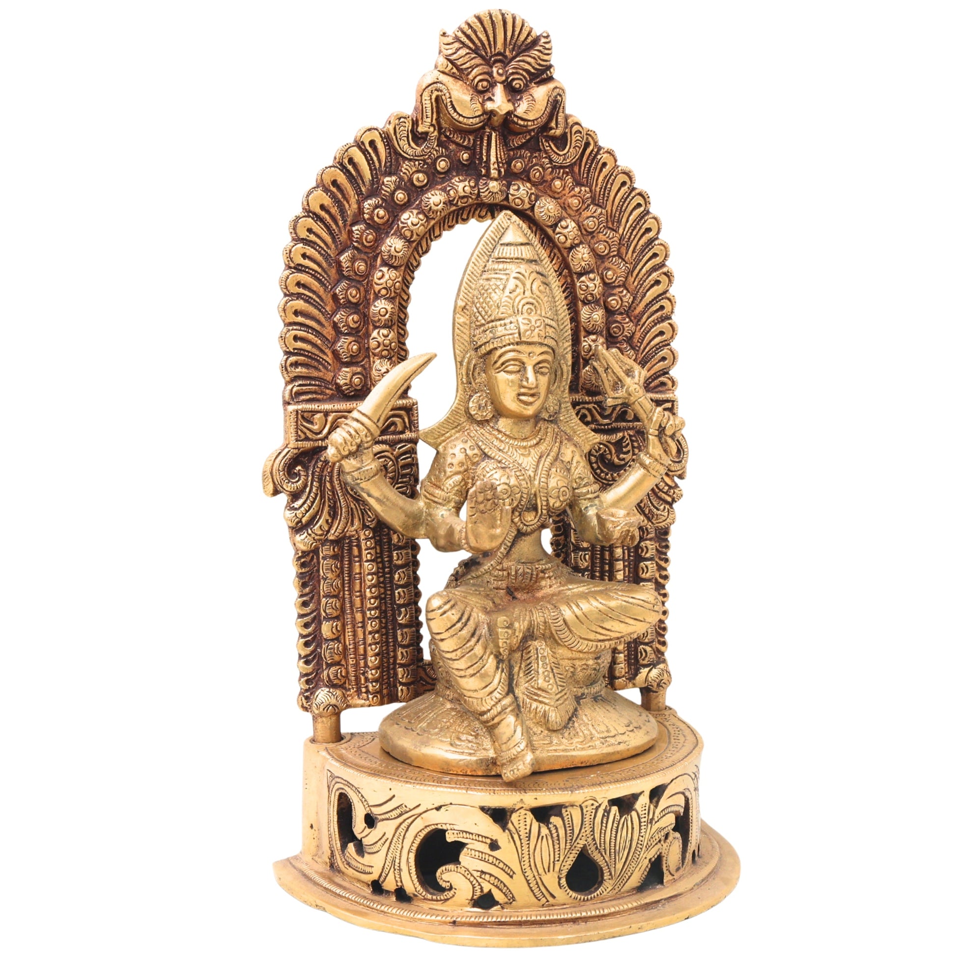 Brass Mariamman Idol, Goddess Mariamma Murti for Pooja, Home Decor & Temple, Gold, 11 Inch, 1 Piece