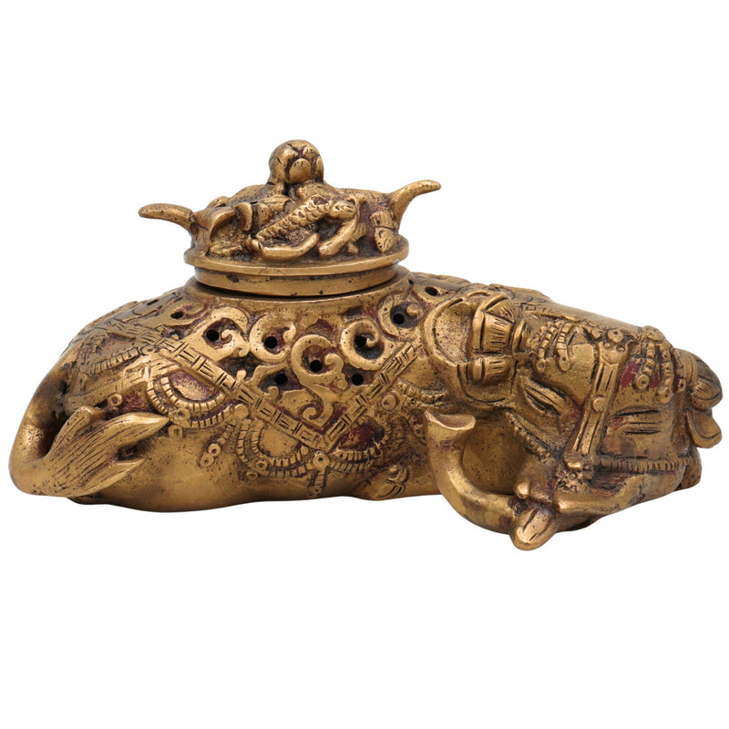 Premium Brass Dhoop Dani Idol, Decorative Brass Incense Burner, Dhoop Stand, Agarbatti & Loban Holder for Pooja, Meditation, Home & Temple Decor, Gold, 4 Inch, 1 Piece