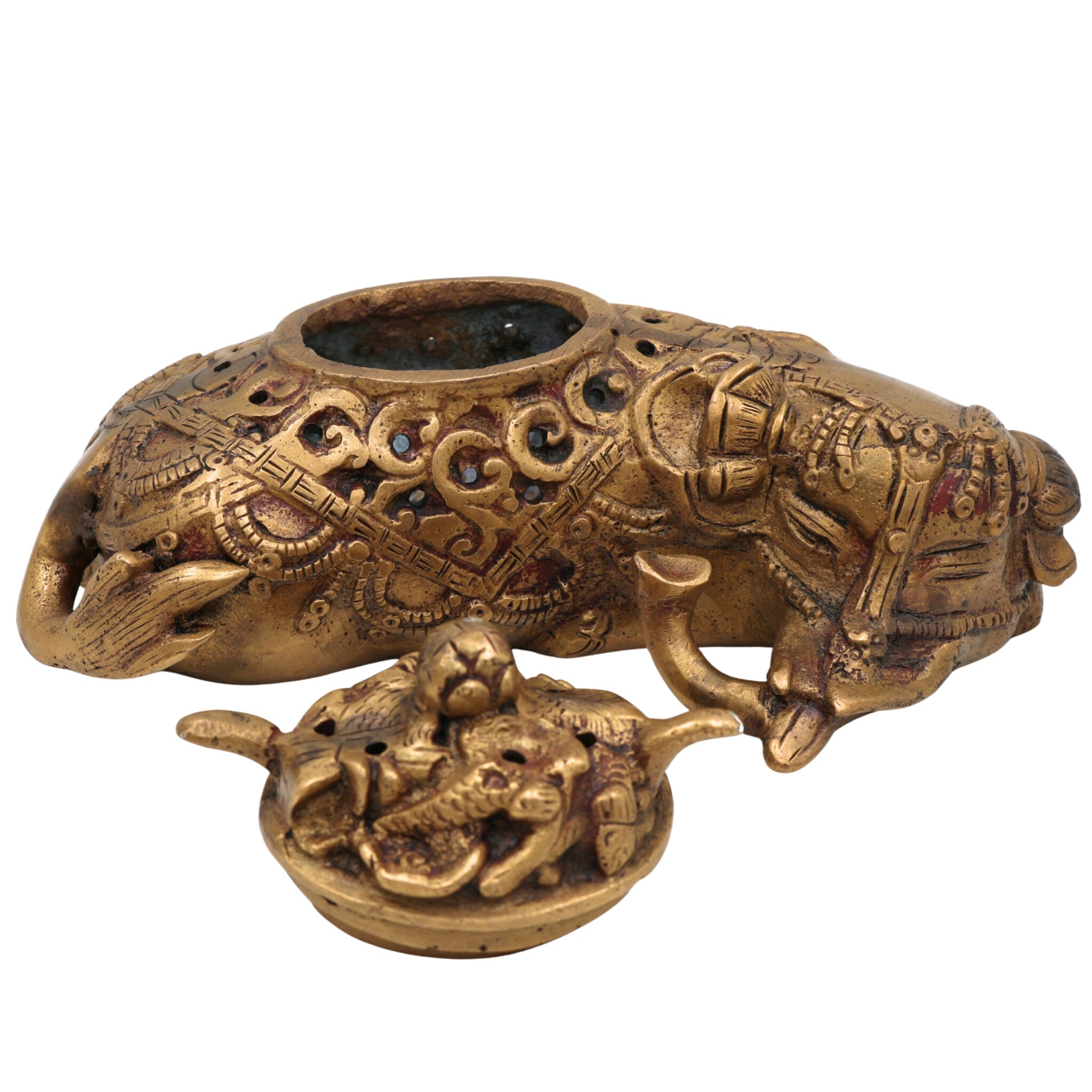 Premium Brass Dhoop Dani Idol, Decorative Brass Incense Burner, Dhoop Stand, Agarbatti & Loban Holder for Pooja, Meditation, Home & Temple Decor, Gold, 4 Inch, 1 Piece