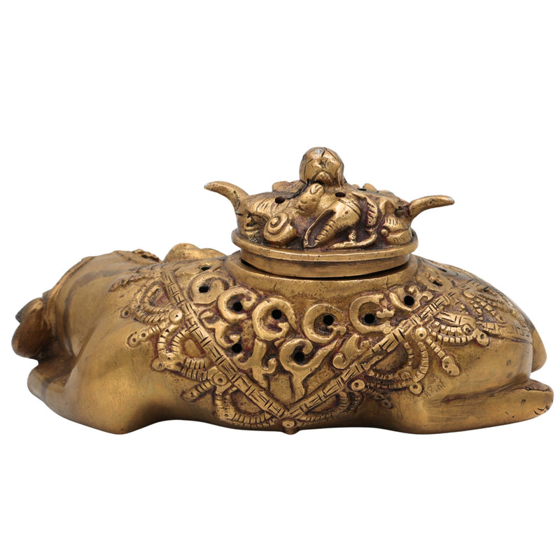 Premium Brass Dhoop Dani Idol, Decorative Brass Incense Burner, Dhoop Stand, Agarbatti & Loban Holder for Pooja, Meditation, Home & Temple Decor, Gold, 4 Inch, 1 Piece