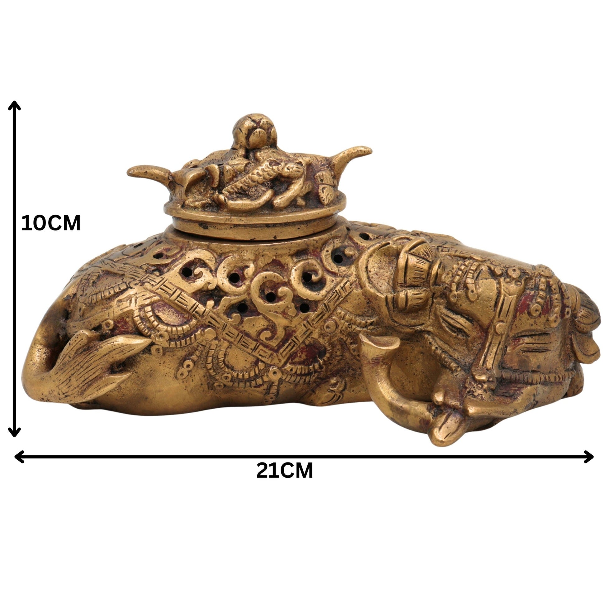 Premium Brass Dhoop Dani Idol, Decorative Brass Incense Burner, Dhoop Stand, Agarbatti & Loban Holder for Pooja, Meditation, Home & Temple Decor, Gold, 4 Inch, 1 Piece