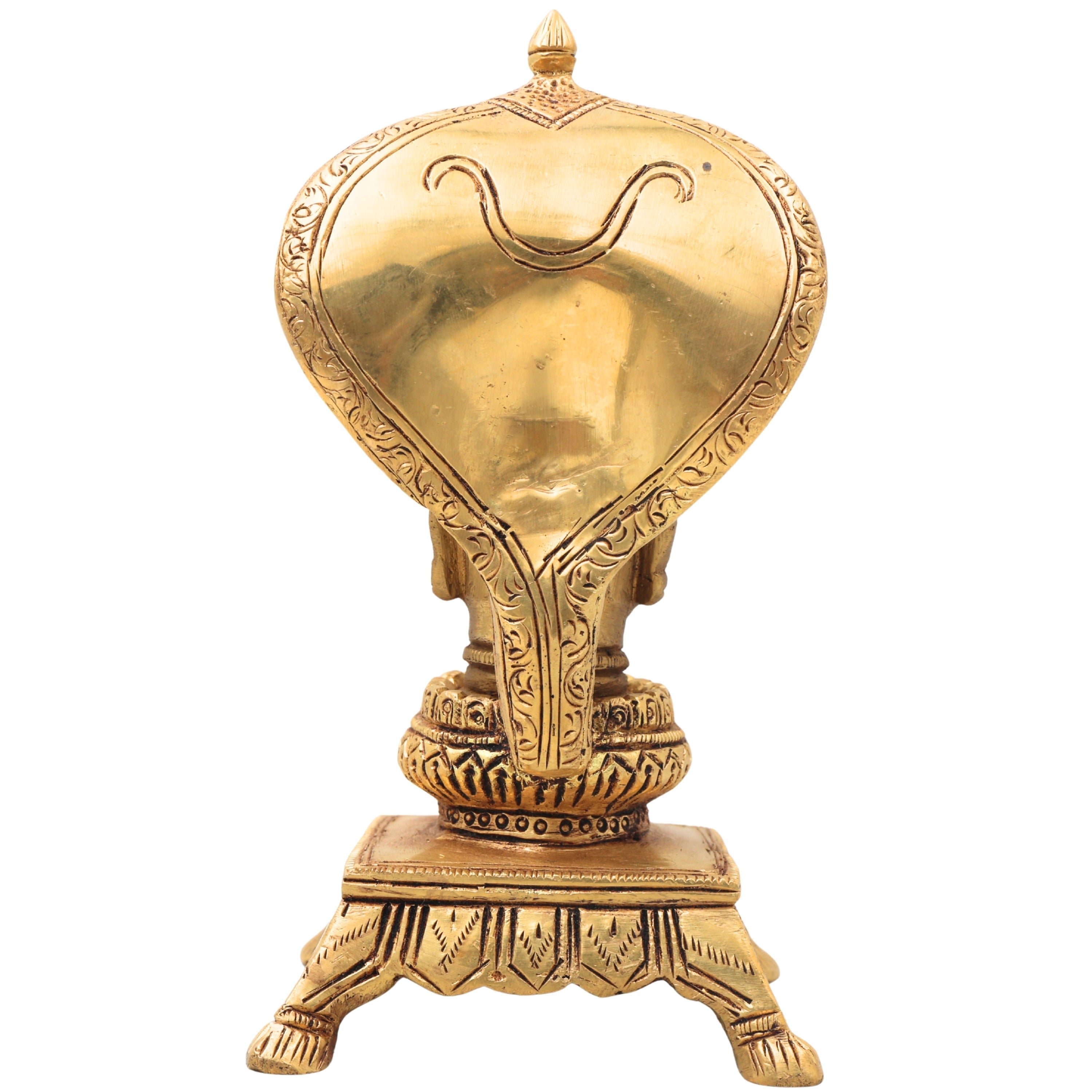 Brass Shiva head with Sheshnag, Handcrafted Shivling Idol Shivalingam Jyotirlinga Mahalingam Banalinga Narmadeshwar Lingam for Home Temple Puja & Gifting, Gold, 7 Inch, 1 Piece