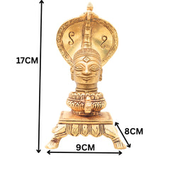 Brass Shiva head with Sheshnag, Handcrafted Shivling Idol Shivalingam Jyotirlinga Mahalingam Banalinga Narmadeshwar Lingam for Home Temple Puja & Gifting, Gold, 7 Inch, 1 Piece