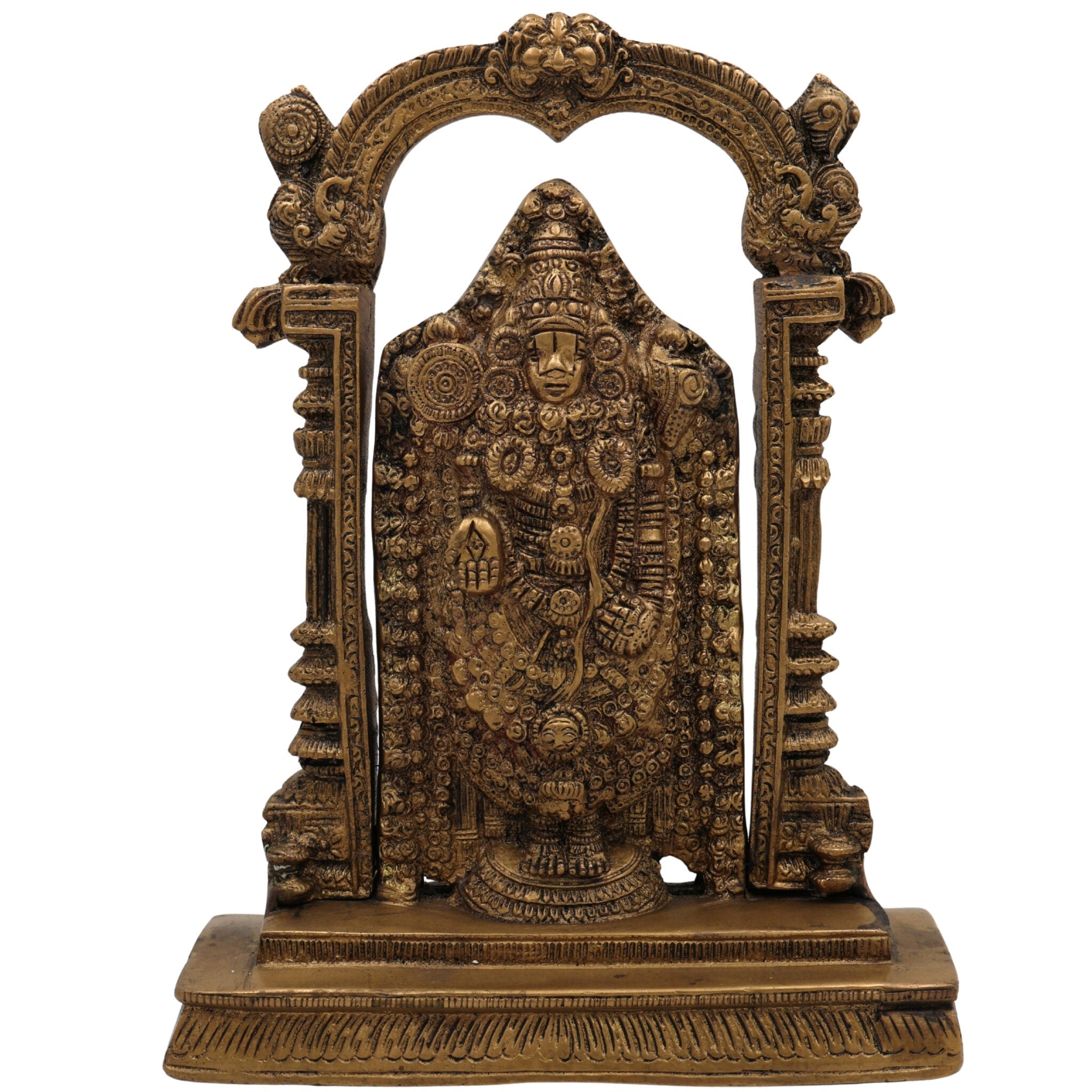 Brass Venkateshwara Idol | Lord Thirupathi Statue | Lord Balaji Idols | Tirupati Idol God Statue Showpiece | Venkateshwara Thirupathi Balaji Statue | Murti, Gold, 9 Inch, 1 Piece
