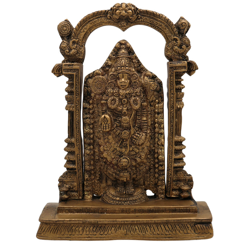 Brass Venkateshwara Idol | Lord Thirupathi Statue | Lord Balaji Idols | Tirupati Idol God Statue Showpiece | Venkateshwara Thirupathi Balaji Statue | Murti, Gold, 9 Inch, 1 Piece