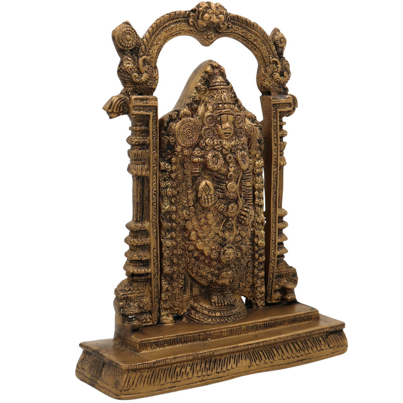 Brass Venkateshwara Idol | Lord Thirupathi Statue | Lord Balaji Idols | Tirupati Idol God Statue Showpiece | Venkateshwara Thirupathi Balaji Statue | Murti, Gold, 9 Inch, 1 Piece