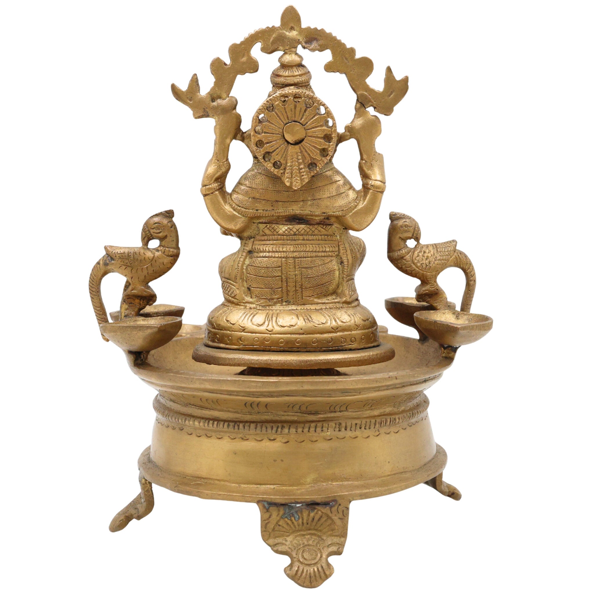 Brass Ganesh Diya Idol for Pooja – Handcrafted Vinayaka Deepam | Ganapati Pillaiyar Vilakku | Siddhi Vinayak Ganesha Murti for Home Temple Decor, Gold, 9 Inch, 1 Piece