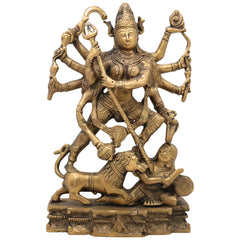 Brass Mahakali Idol – Kali Maa | Chamunda | Bhadrakali | Kalika Devi | Shyama | Durga Murti for Home Temple & Puja ,Gold, 11 Inch, 1 Piece