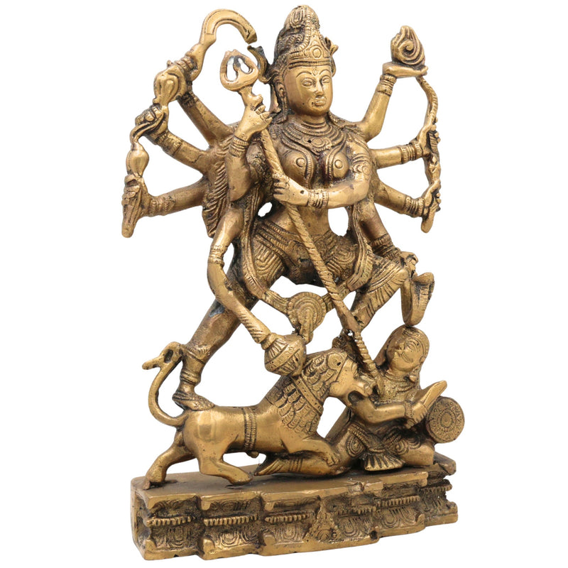 Brass Mahakali Idol – Kali Maa | Chamunda | Bhadrakali | Kalika Devi | Shyama | Durga Murti for Home Temple & Puja ,Gold, 11 Inch, 1 Piece