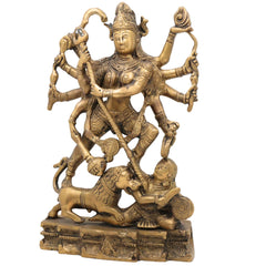 Brass Mahakali Idol – Kali Maa | Chamunda | Bhadrakali | Kalika Devi | Shyama | Durga Murti for Home Temple & Puja ,Gold, 11 Inch, 1 Piece