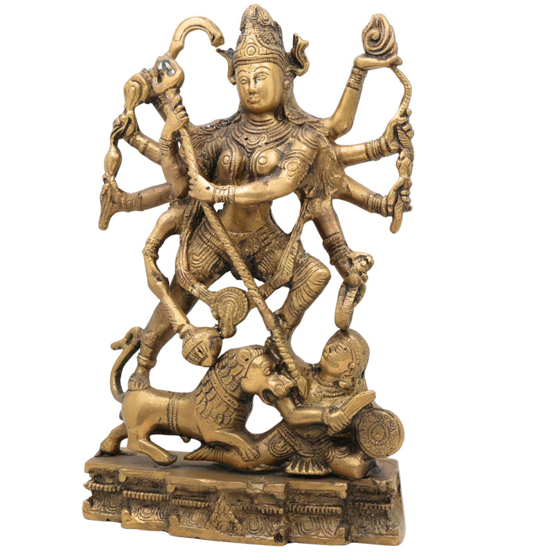 Brass Mahakali Idol – Kali Maa | Chamunda | Bhadrakali | Kalika Devi | Shyama | Durga Murti for Home Temple & Puja ,Gold, 11 Inch, 1 Piece
