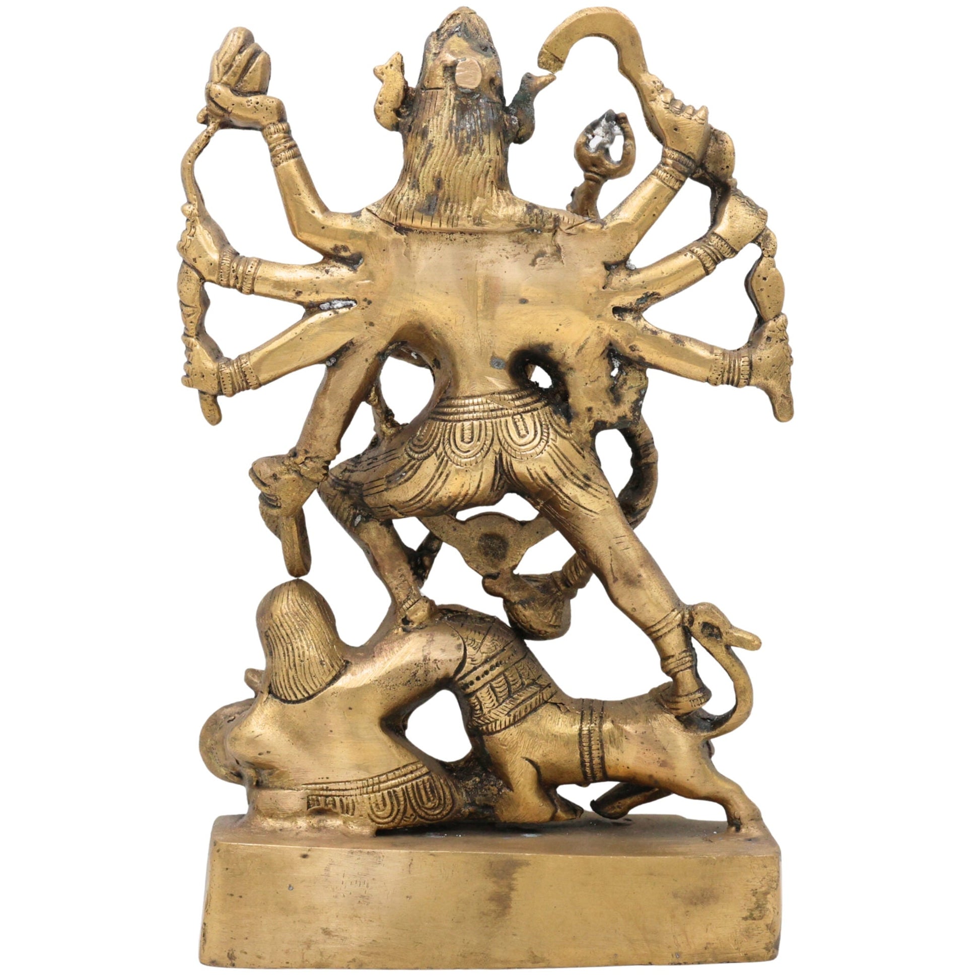Brass Mahakali Idol – Kali Maa | Chamunda | Bhadrakali | Kalika Devi | Shyama | Durga Murti for Home Temple & Puja ,Gold, 11 Inch, 1 Piece