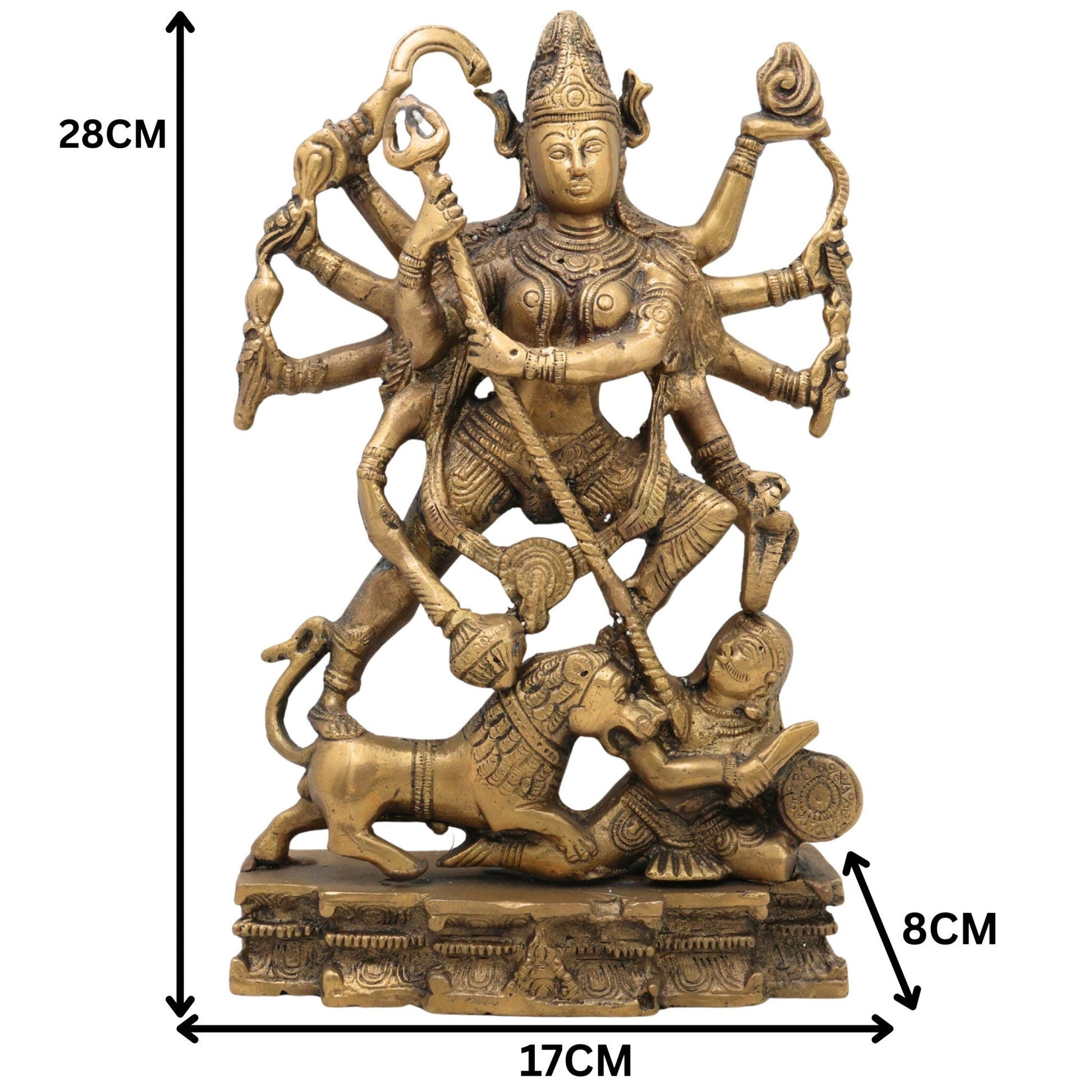 Brass Mahakali Idol – Kali Maa | Chamunda | Bhadrakali | Kalika Devi | Shyama | Durga Murti for Home Temple & Puja ,Gold, 11 Inch, 1 Piece