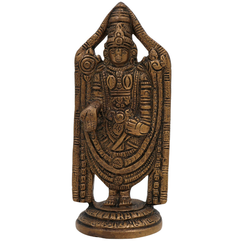 Brass Balaji Idol | Venkateswara Murti | Srinivasa Statue | Lord Vishnu Balaji Moorthi for Pooja, Home Decor, Gifts & Temple,Gold, 5 Inch, 1 Piece