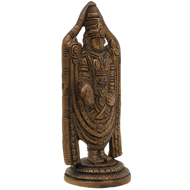 Brass Balaji Idol | Venkateswara Murti | Srinivasa Statue | Lord Vishnu Balaji Moorthi for Pooja, Home Decor, Gifts & Temple,Gold, 5 Inch, 1 Piece