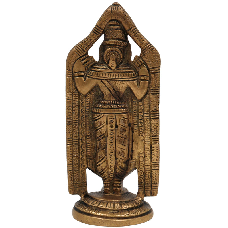 Brass Balaji Idol | Venkateswara Murti | Srinivasa Statue | Lord Vishnu Balaji Moorthi for Pooja, Home Decor, Gifts & Temple,Gold, 5 Inch, 1 Piece
