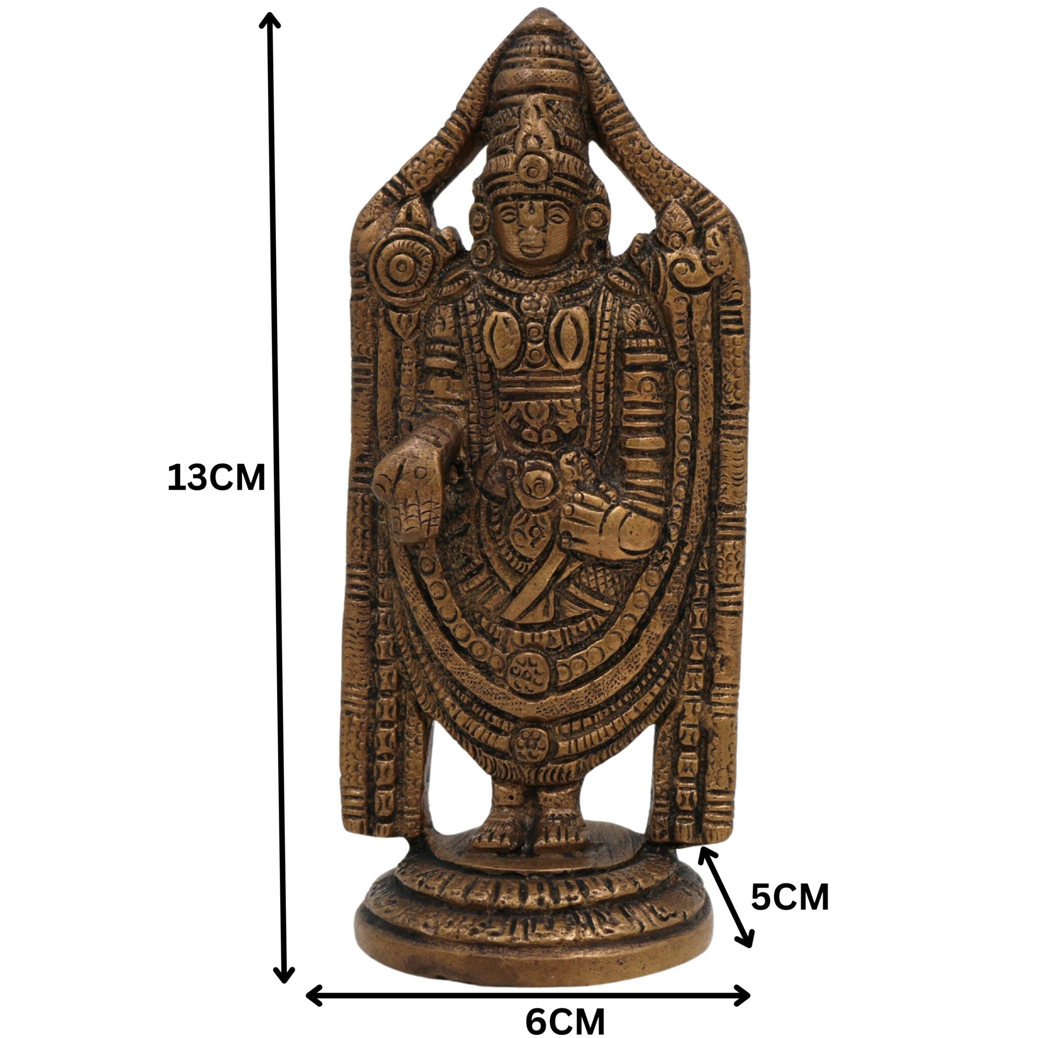 Brass Balaji Idol | Venkateswara Murti | Srinivasa Statue | Lord Vishnu Balaji Moorthi for Pooja, Home Decor, Gifts & Temple,Gold, 5 Inch, 1 Piece
