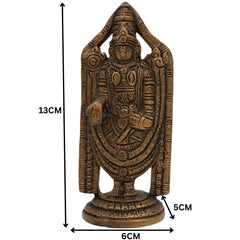 Brass Balaji Idol | Venkateswara Murti | Srinivasa Statue | Lord Vishnu Balaji Moorthi for Pooja, Home Decor, Gifts & Temple,Gold, 5 Inch, 1 Piece