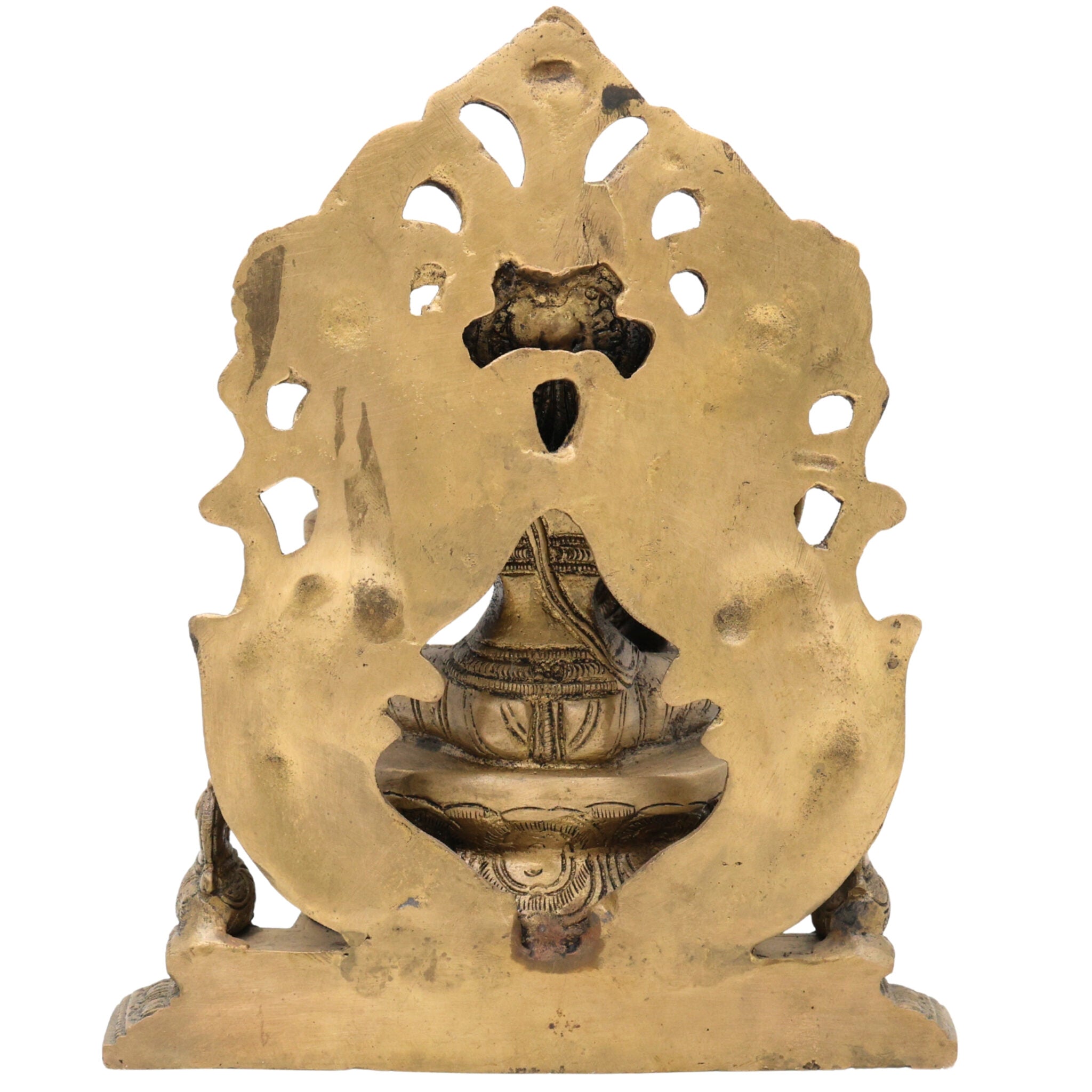 Brass Saraswati Idol, Peetal Sharada Devi Murti, Vagdevi Veenapani Statue, Bharati Gayatri Saraswati Vigraha for Pooja Room, Home Decor & Gifts,Gold, 9.5 Inch, 1 Piece