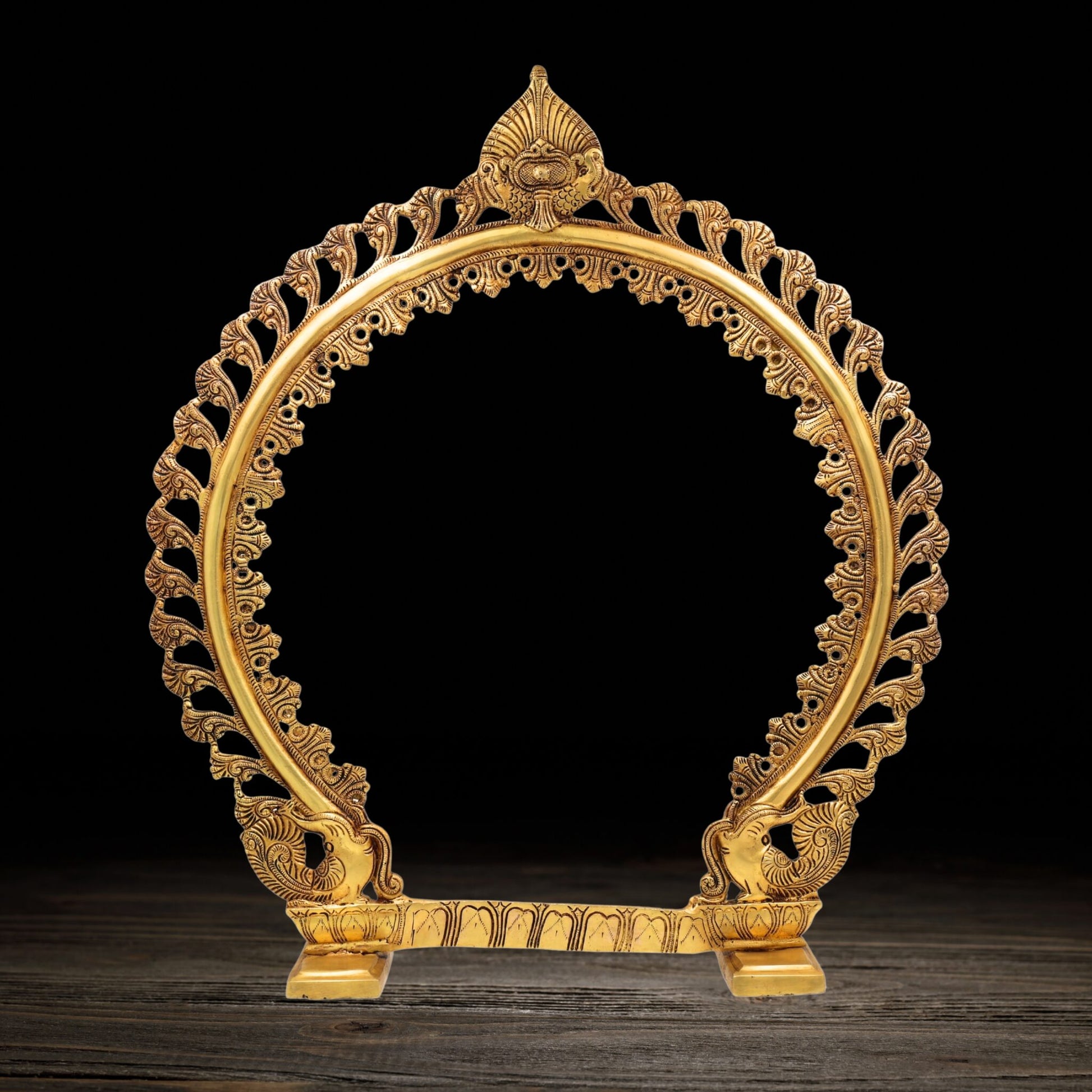 Brass Premium Prabhavali Frame | Decorative Aura Frame, Murti Halo, Temple Arch, Pooja Mandir Backdrop, Gold, 23.5 Inch, 1 Piece