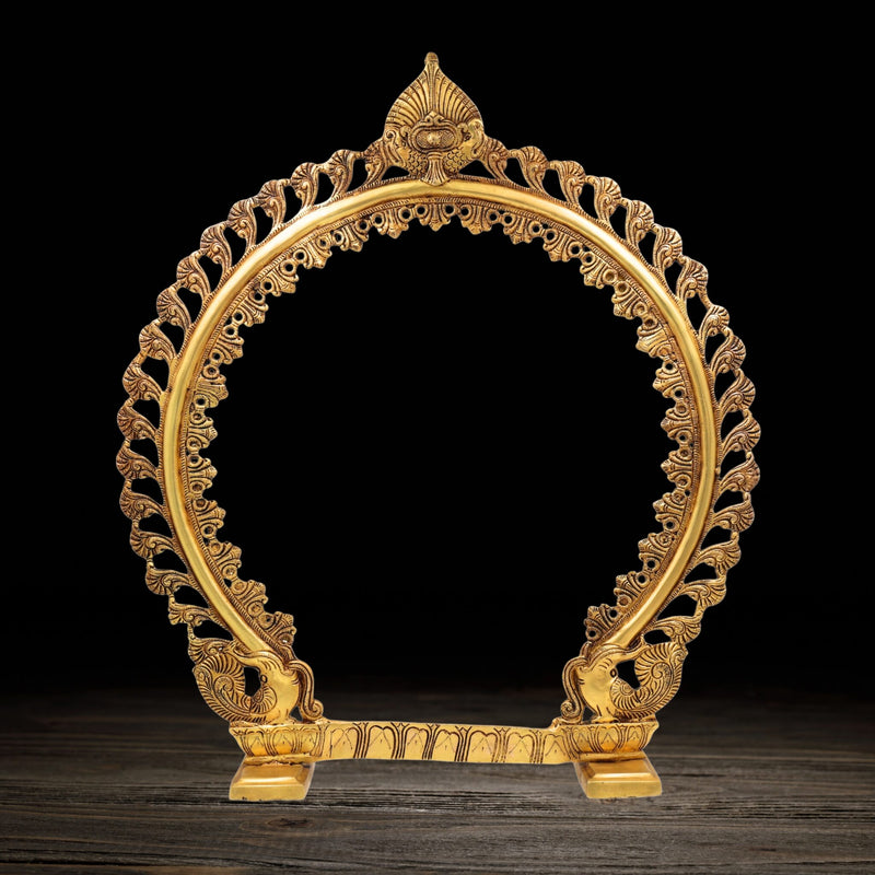Brass Premium Prabhavali Frame | Decorative Aura Frame, Murti Halo, Temple Arch, Pooja Mandir Backdrop, Gold, 23.5 Inch, 1 Piece