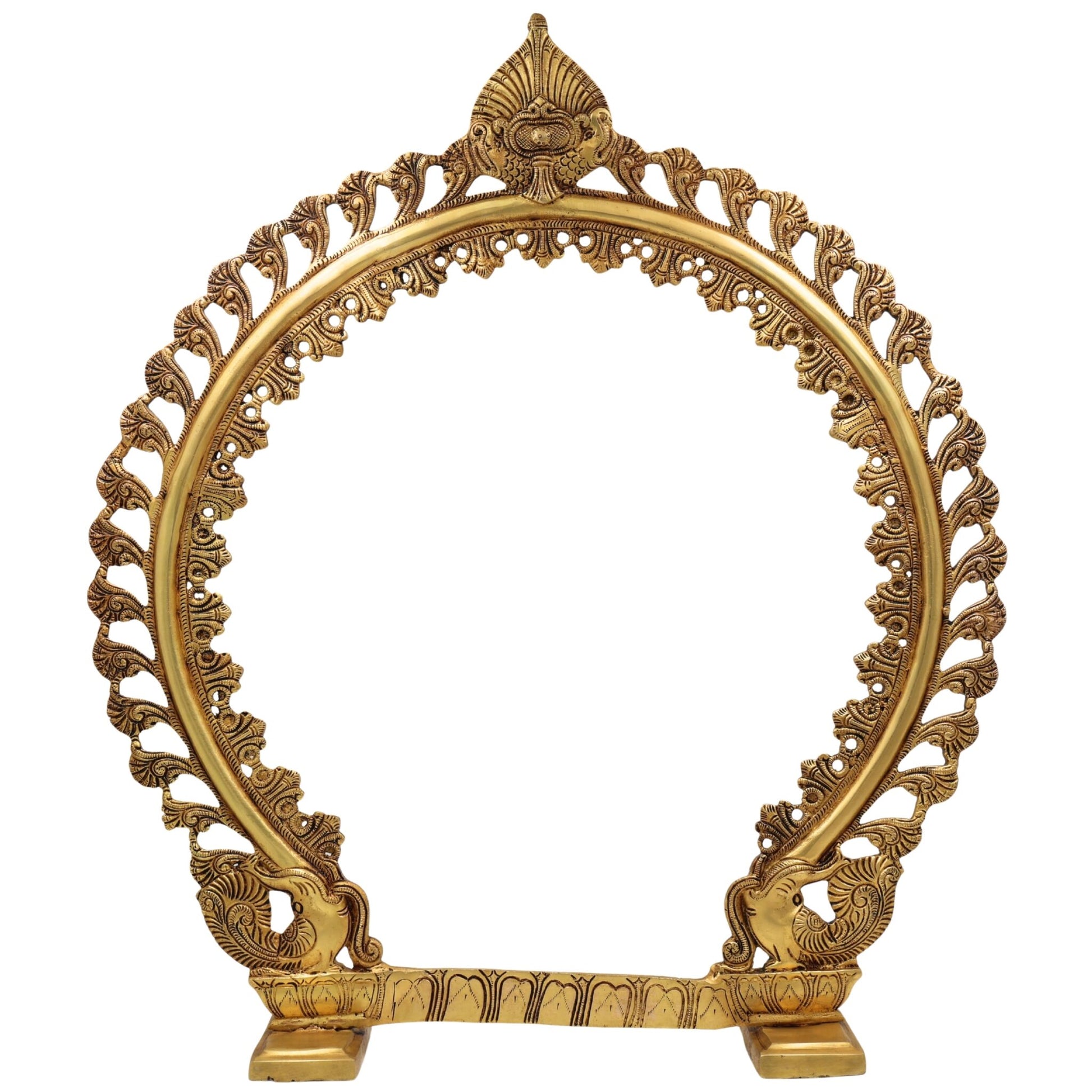 Brass Premium Prabhavali Frame | Decorative Aura Frame, Murti Halo, Temple Arch, Pooja Mandir Backdrop, Gold, 23.5 Inch, 1 Piece