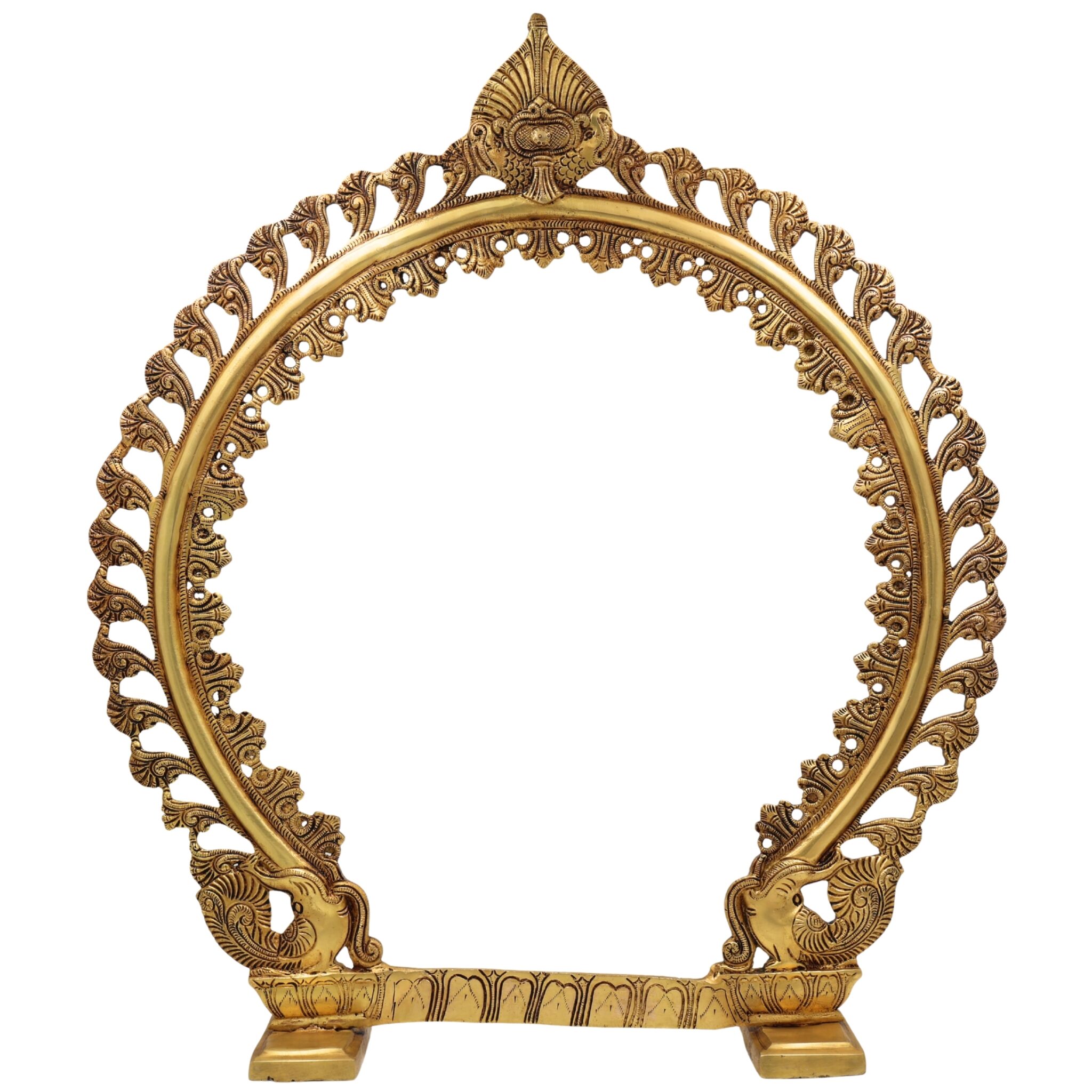 Brass Premium Prabhavali Frame | Decorative Aura Frame, Murti Halo, Temple Arch, Pooja Mandir Backdrop, Gold, 23.5 Inch, 1 Piece