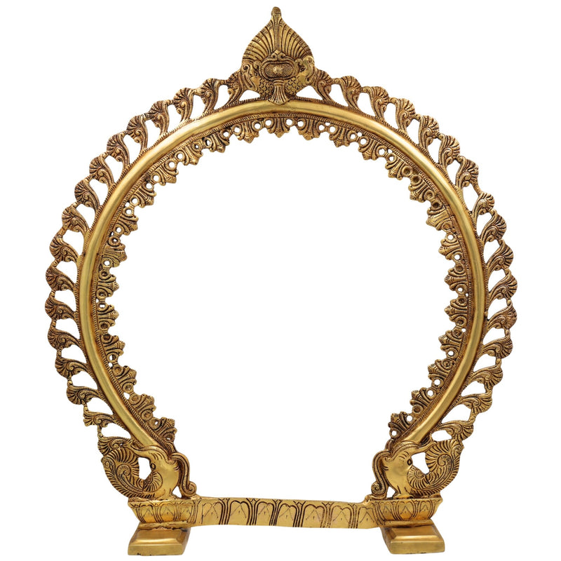 Brass Premium Prabhavali Frame | Decorative Aura Frame, Murti Halo, Temple Arch, Pooja Mandir Backdrop, Gold, 23.5 Inch, 1 Piece