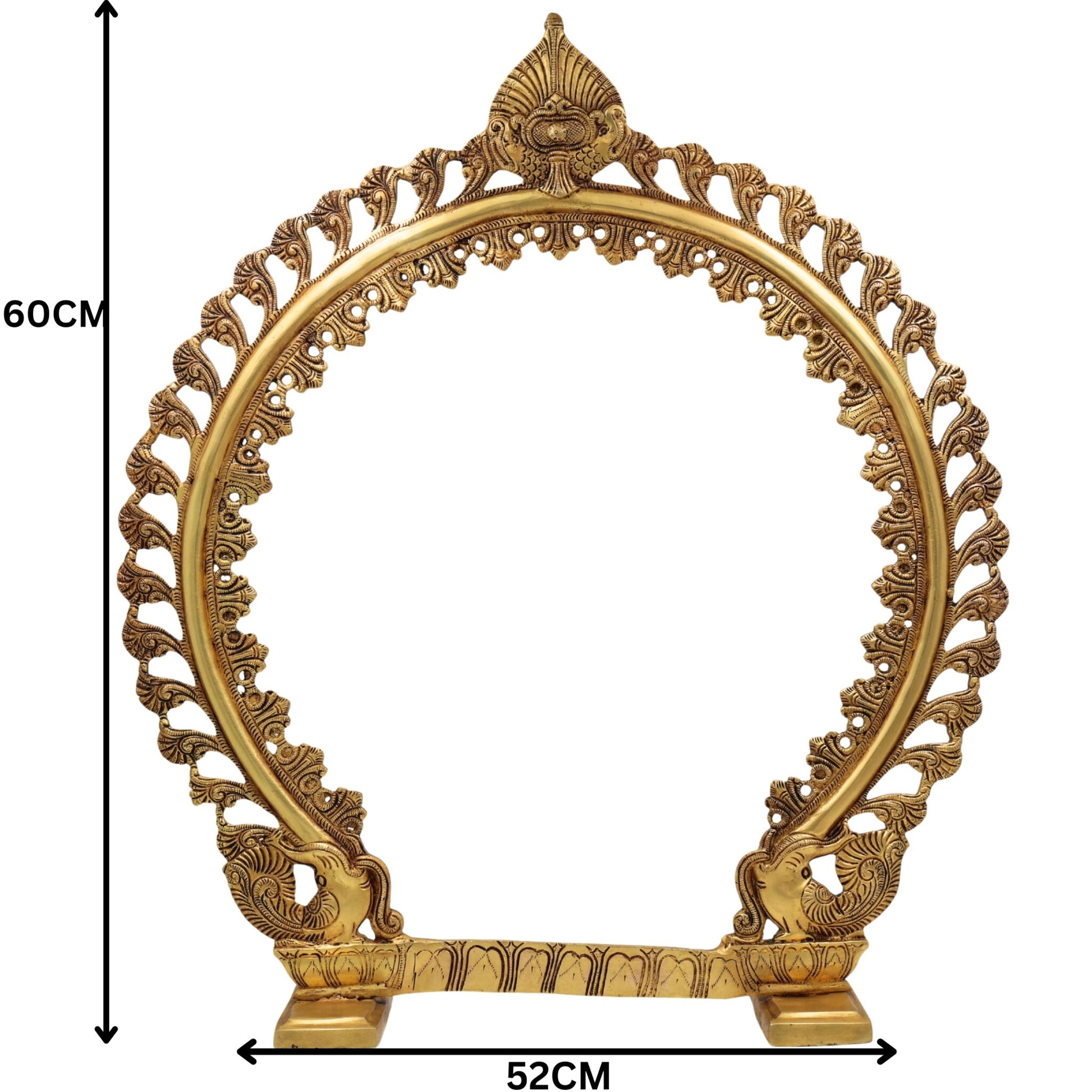 Brass Premium Prabhavali Frame | Decorative Aura Frame, Murti Halo, Temple Arch, Pooja Mandir Backdrop, Gold, 23.5 Inch, 1 Piece