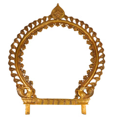 Handcrafted Brass Big Prabhavali, Traditional Temple Arch Frame for Deity, Pooja Room, Wall Hanging & Home Decor | Makara Torana, Tiruvasi, Kirtimukha Design, Gold, 24 Inch, 1 Piece