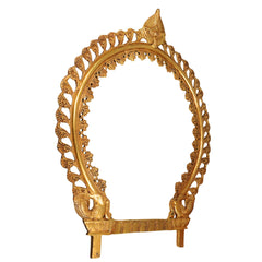 Handcrafted Brass Big Prabhavali, Traditional Temple Arch Frame for Deity, Pooja Room, Wall Hanging & Home Decor | Makara Torana, Tiruvasi, Kirtimukha Design, Gold, 24 Inch, 1 Piece